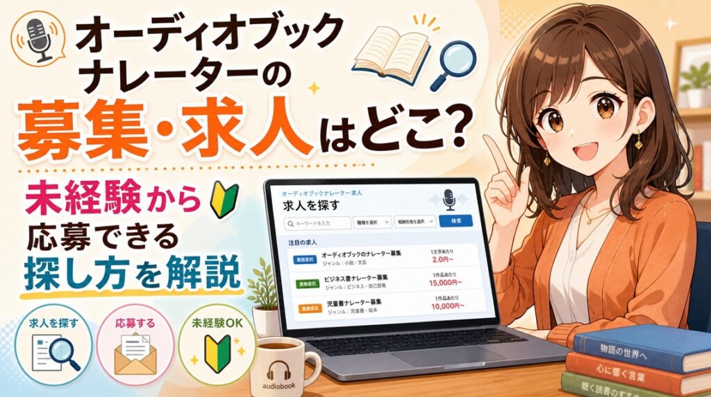 オーディオブックナレーターの募集・求人はどこ？未経験から応募できる探し方を解説
