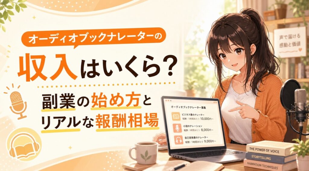 オーディオブックナレーターの収入はいくら？副業の始め方とリアルな報酬相場